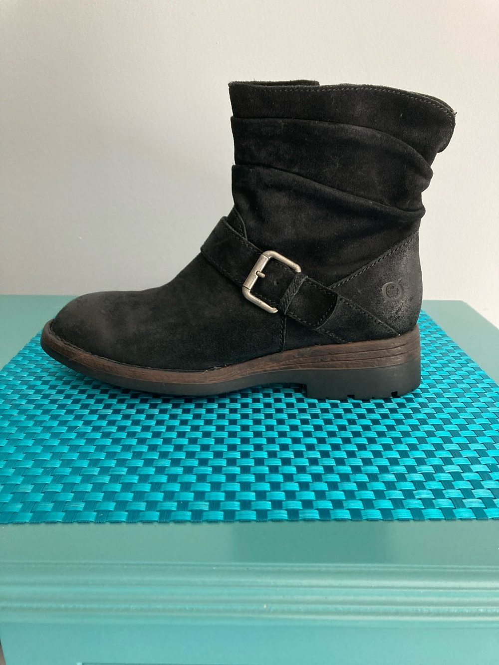 Born Black Suede Ankle Bootie Women Size 7